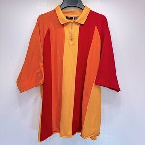Vintage 90’s Y2K IOU Shirt Pieced Colorblock Golf Rugby Jersey Zip Neckline